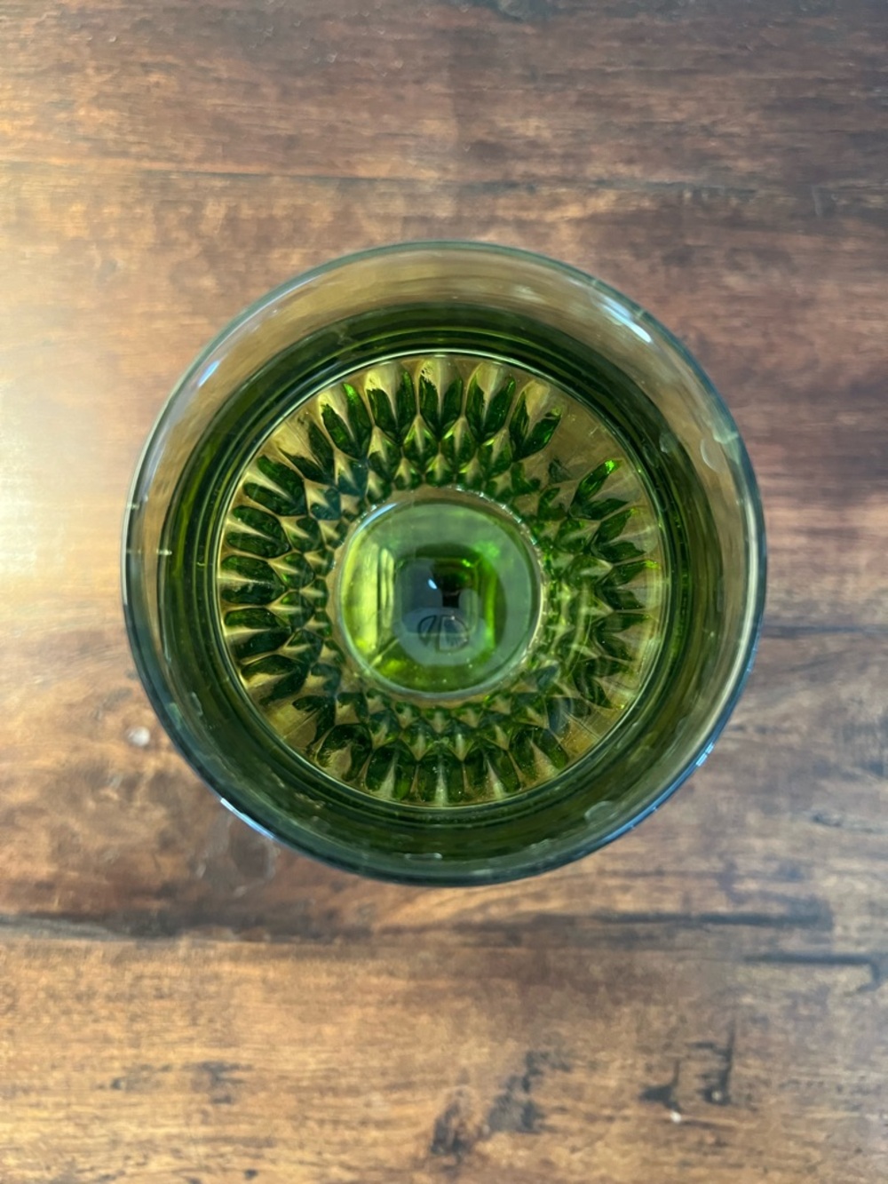 Set of 6 Indiana Glass Mt Vernon Avocado Green Goblets | Vintage Footed Glasses - Picture 4 of 6